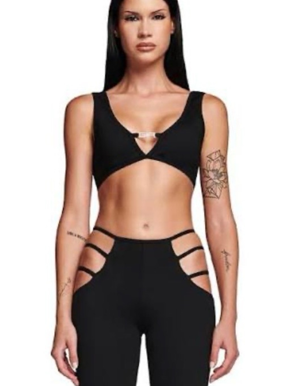 I.AM.GIA Black Strappy Bralette and Cut-Out High-Waist Leggings Set